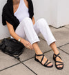 Murrelet Black Leather Flat Sandals