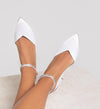 Pewee White Satin High Heels