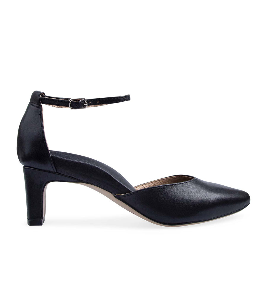 Blackcap Black Low Heels | Bared Footwear