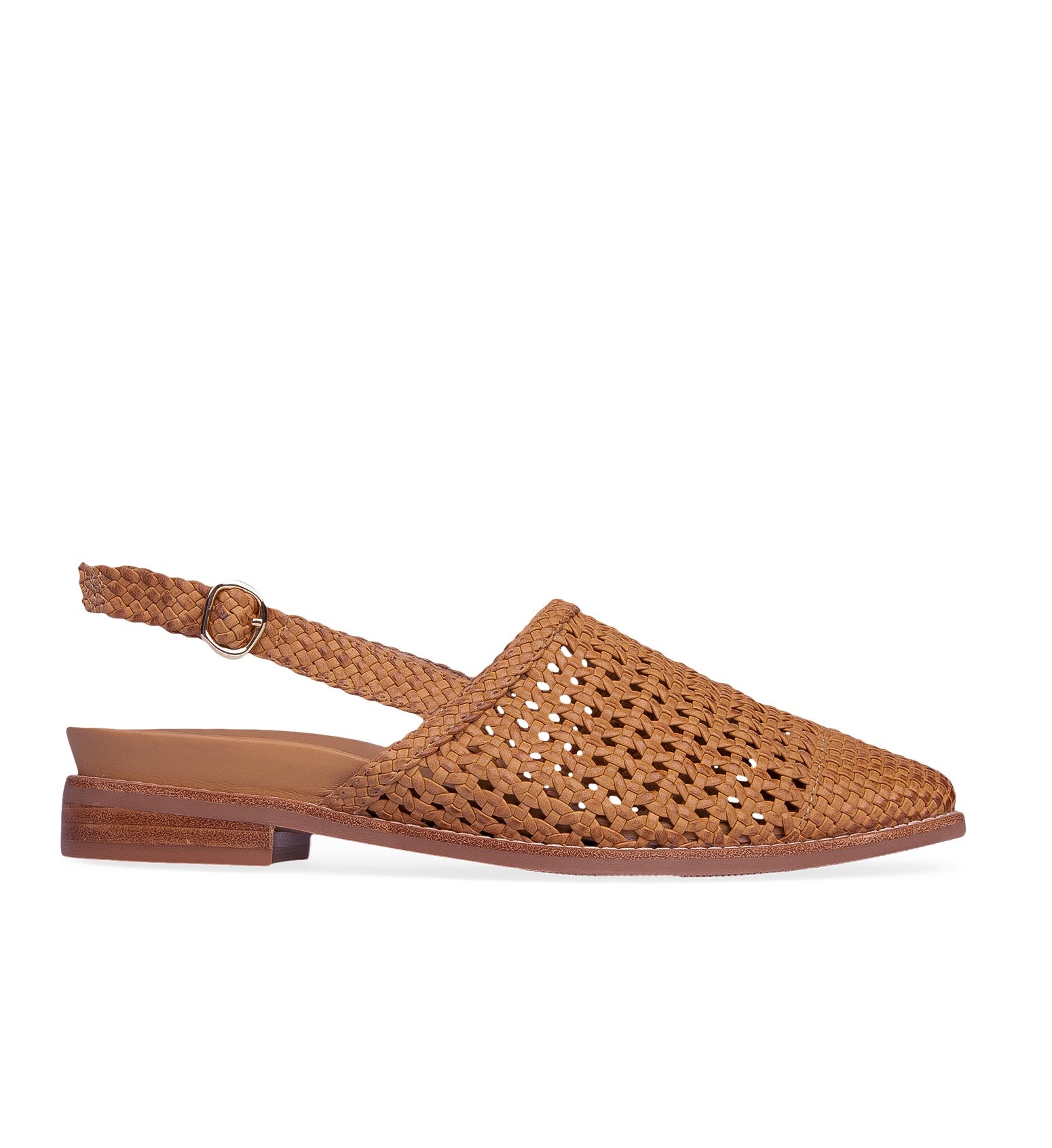 Chickadee Tan Leather Woven Sandals | Bared Footwear