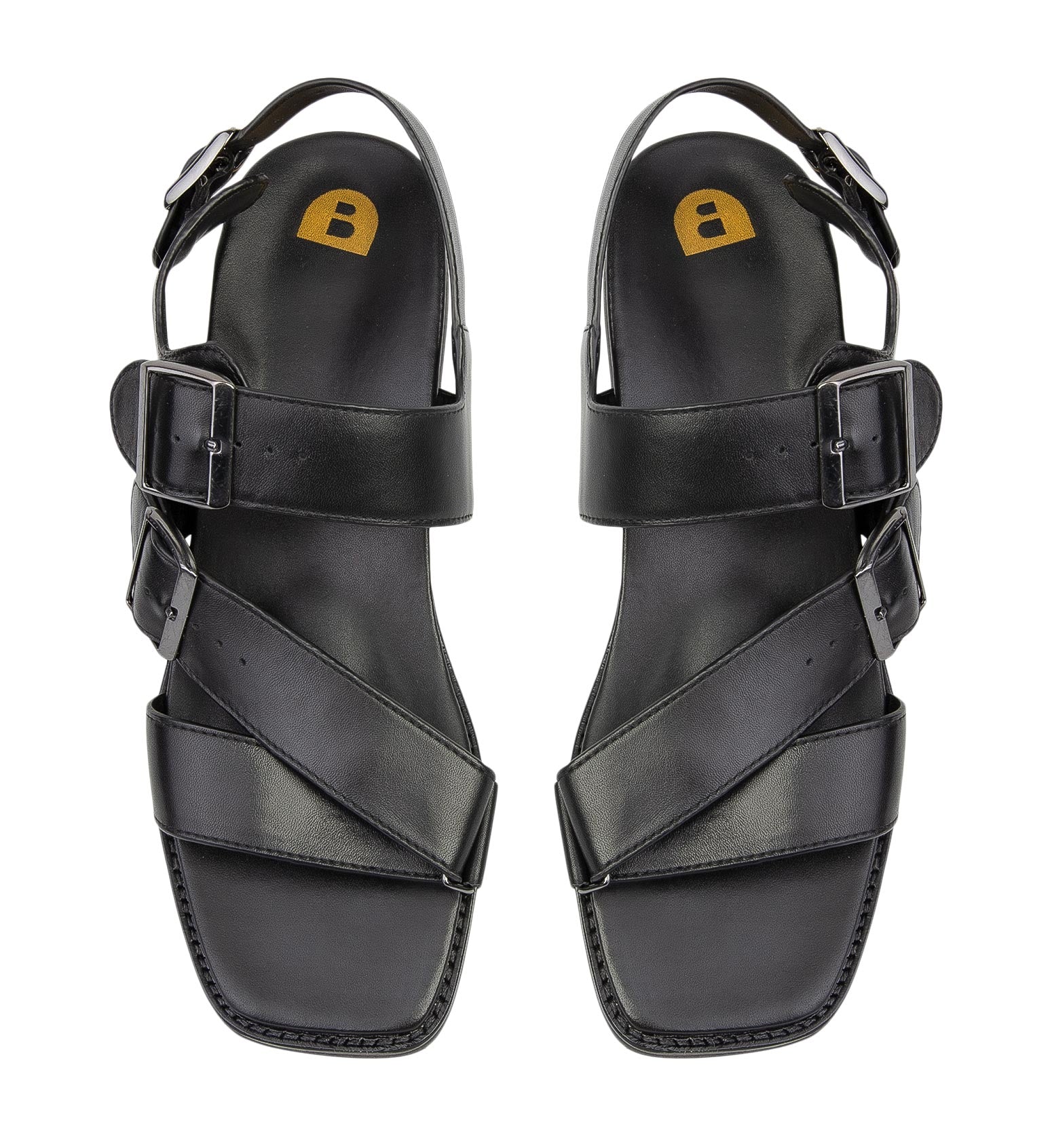 Hassium Black Leather Sandals | Bared Footwear