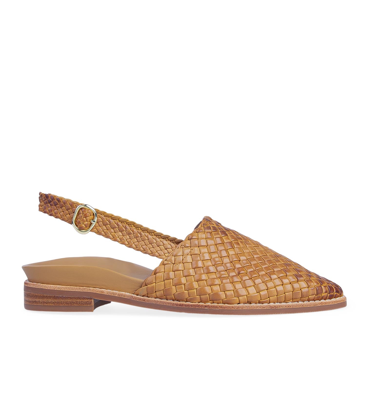 Junco Tan Leather Woven Sandals | Bared Footwear