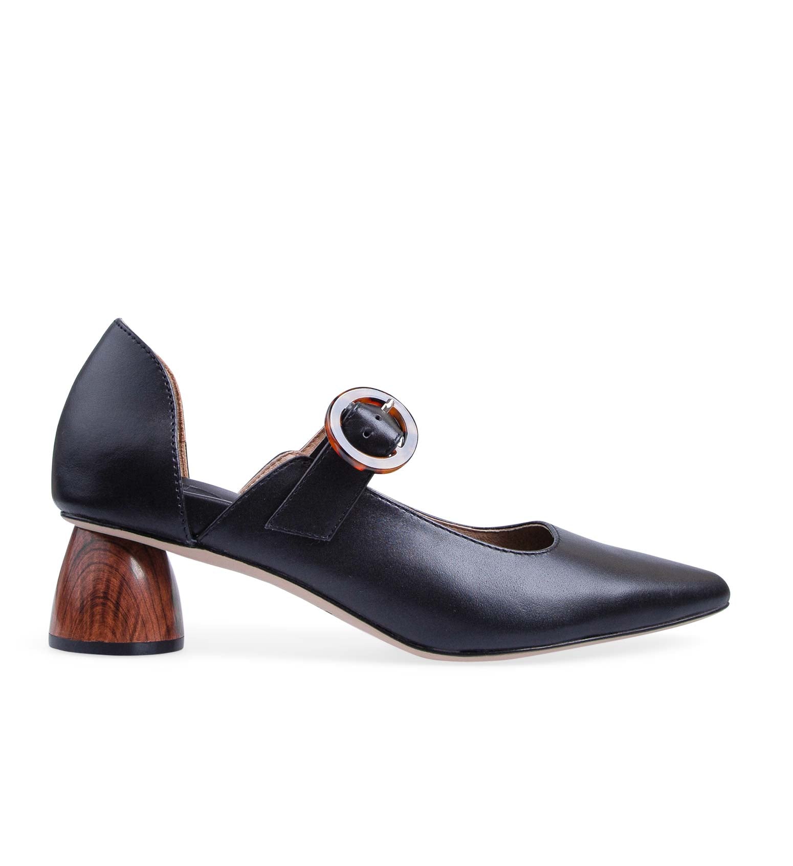 Macaw Black Low Heels | Bared Footwear