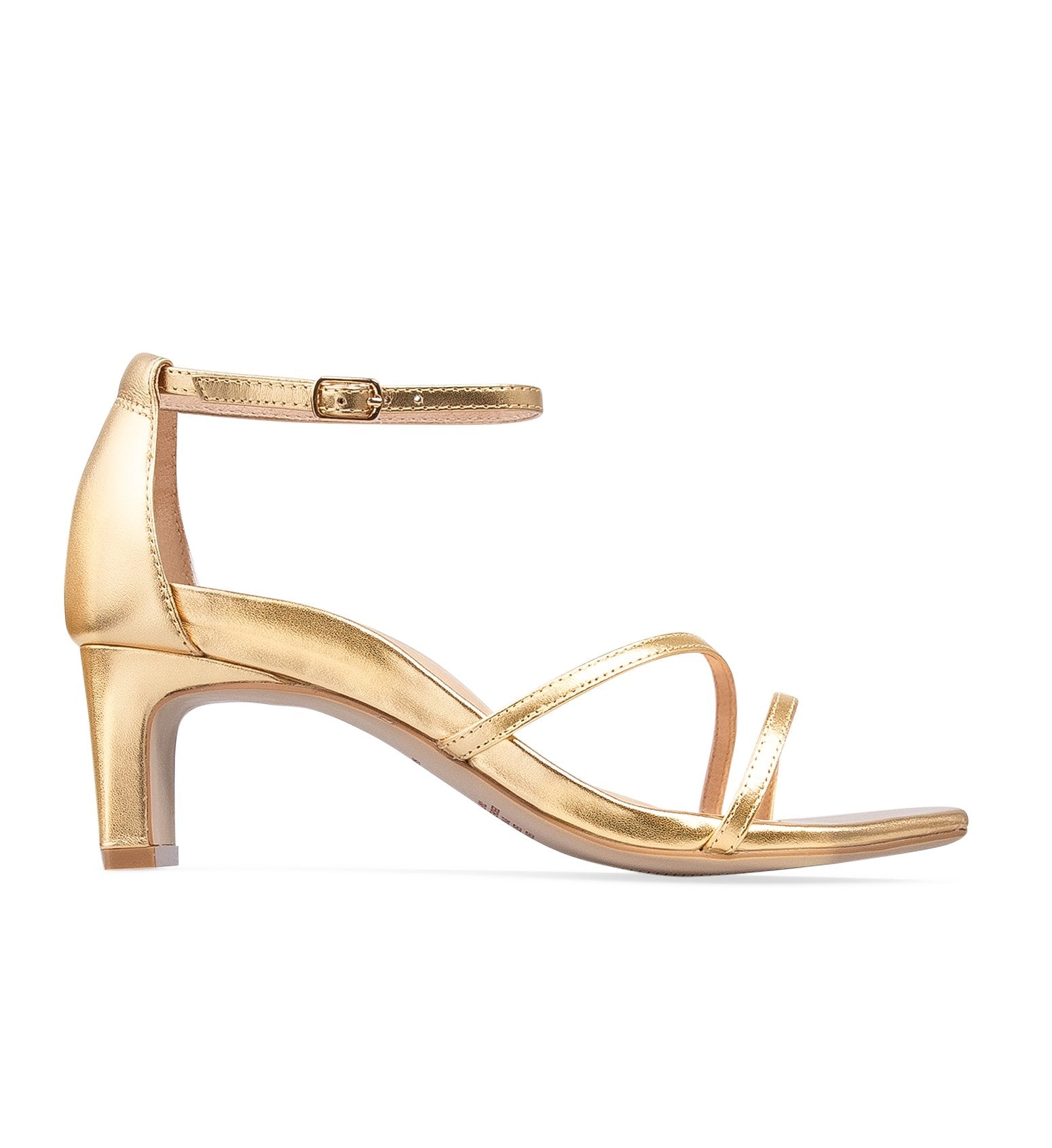 Owlet Gold Leather Low Heels | Bared Footwear