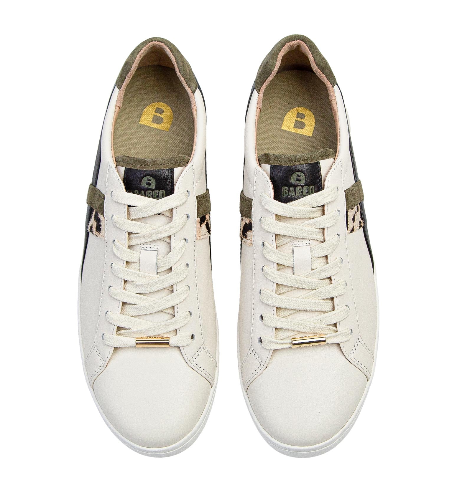 Seriema Ecru & Khaki Leather Sneakers | Bared Footwear