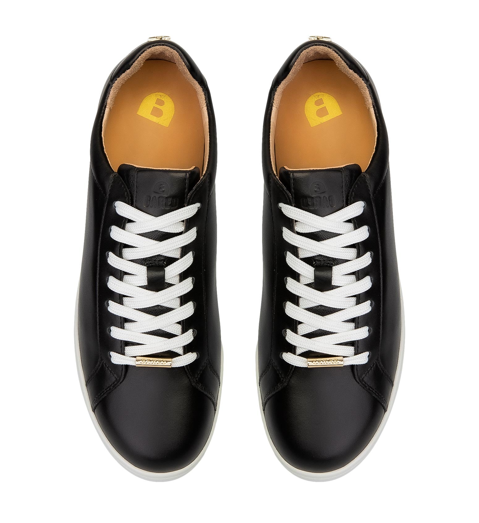 Whimbrel Black Leather & Gold Star Sneakers | Bared Footwear