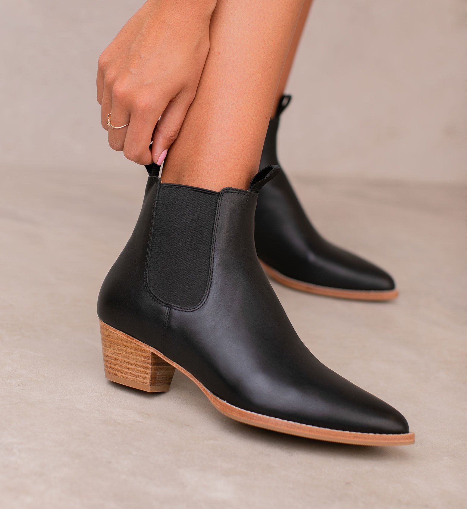 OFFICE Ashleigh Flat Ankle Boots Black Leather - Women's Ankle Boots
