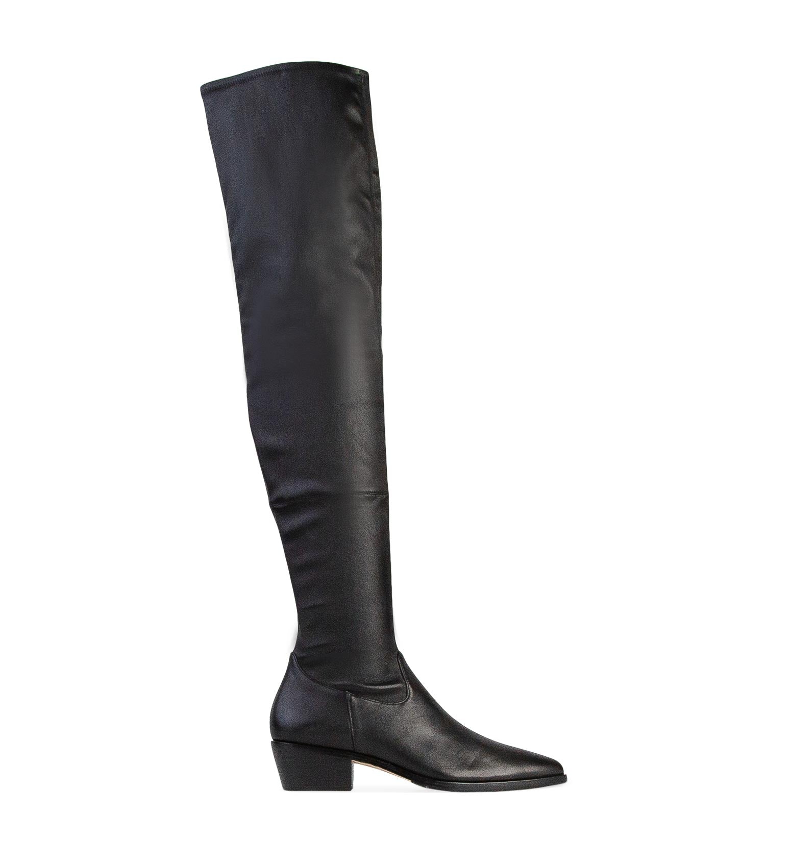 Woodstar Black Stretch Leather Over the Knee Boots | Bared Footwear