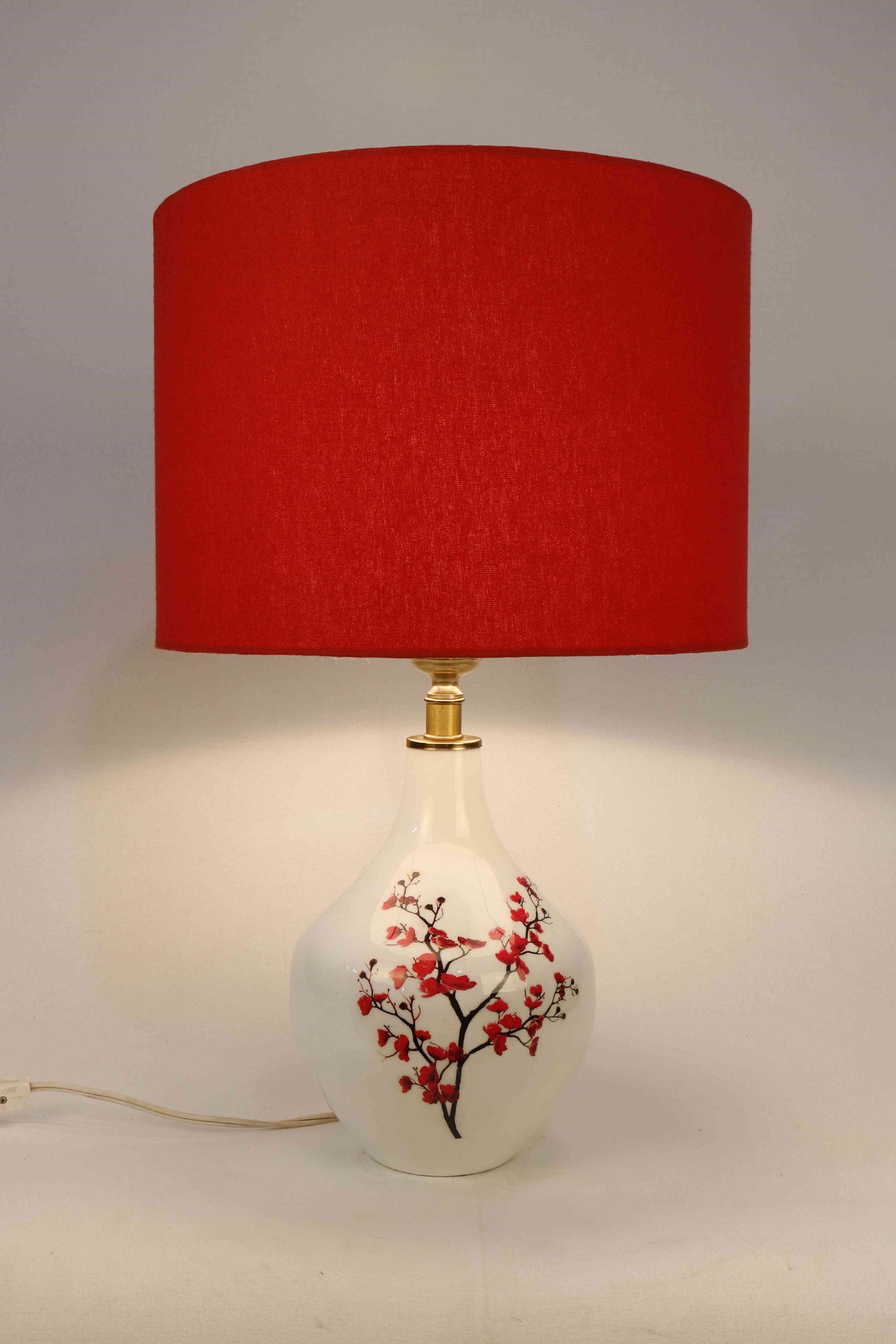 large red table lamp