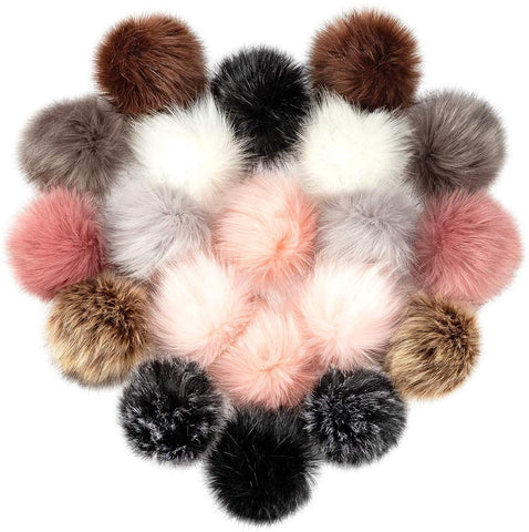 VILLCASE 16pcs Fur Fluffy Pompom Ball Faux Fox Fur Pom Pom Imitation Fox  Fur Ball DIY pom Balls hat pom poms Faux Fur Clothing Ball Accessories