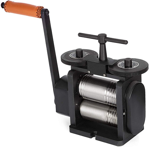  Manual Rolling Mill Machine - 3 Roller Manual Combination  Rolling Mill Flatten Machine - Jewelry DIY Tool & Equipments Gear Ratio 1:6  for DIY Jewelers Craft professional (Roll presser: 75mm) 