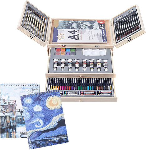 Bob Ross Master Artist Oil Paint Set Bundle with Wood Tabletop Travel Art Easel and Canvas Panels (3PK) - 12x16 (3 Items)