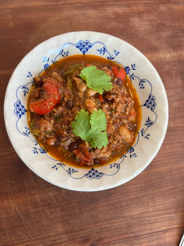 The Best chili is a mix of pastured pork sausage and ground beef! The combination of the two added a better consistent texture to the chili and a stronger flavor without added ingredients