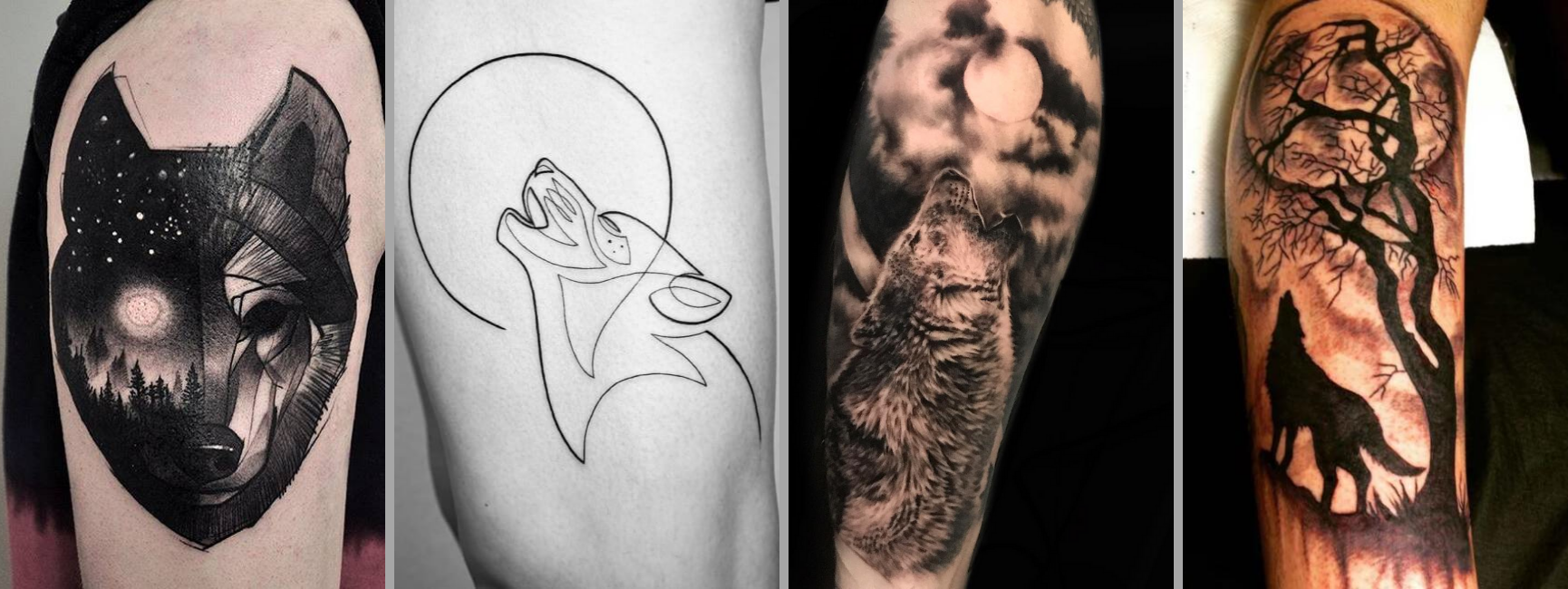 wolf and moon tattoo