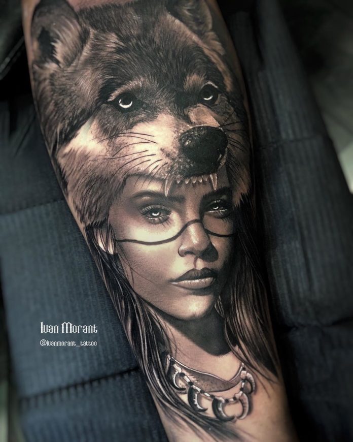 Jintattoo  Wolf headdress girl  Facebook