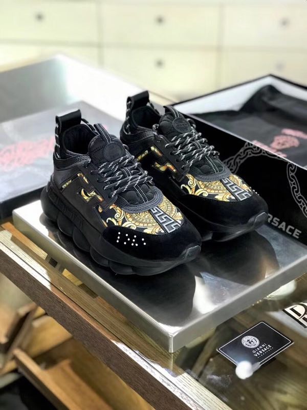 black and gold versace trainers