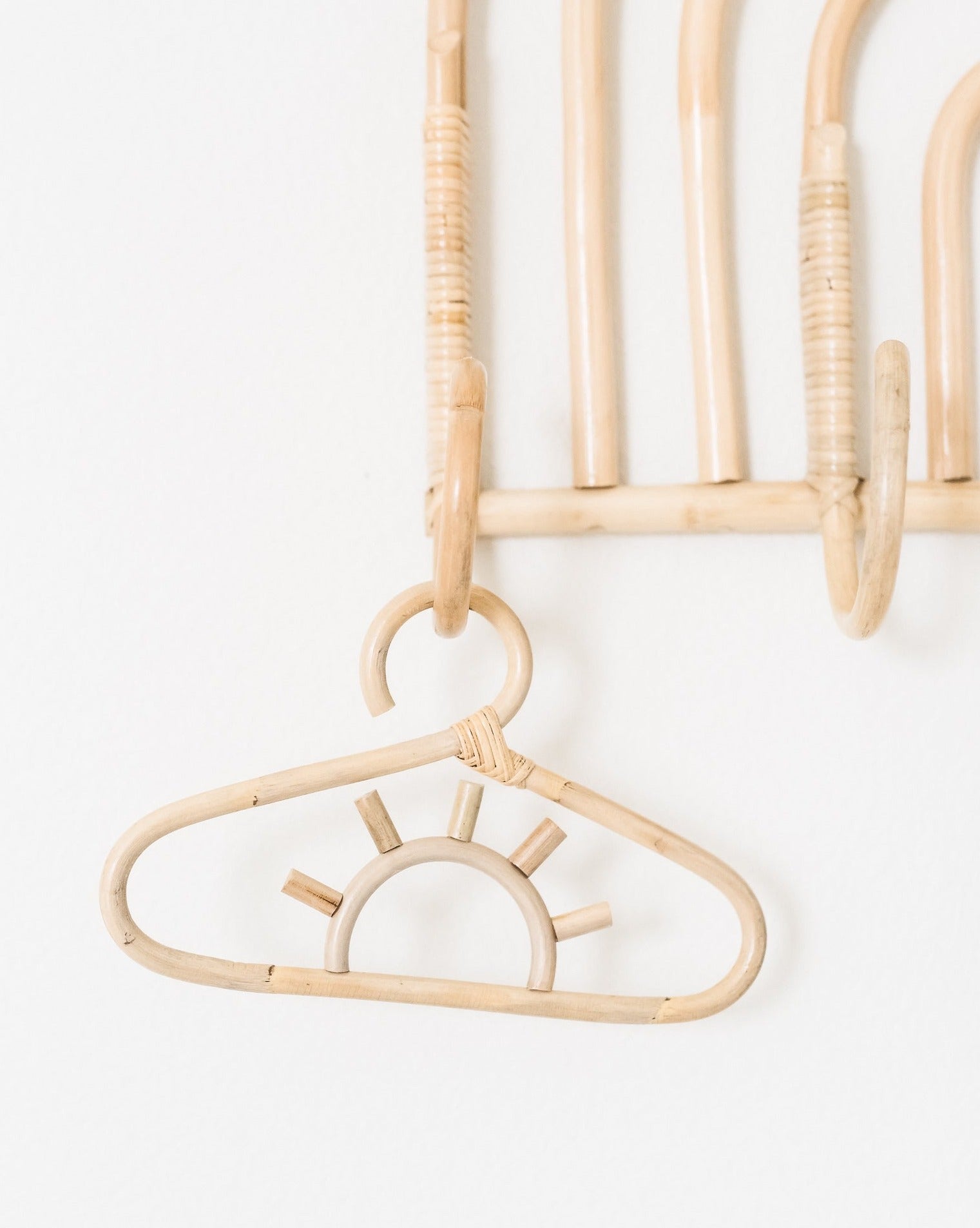 Rattan Children's Hangers-Set of 3, Boho Nursery Décor