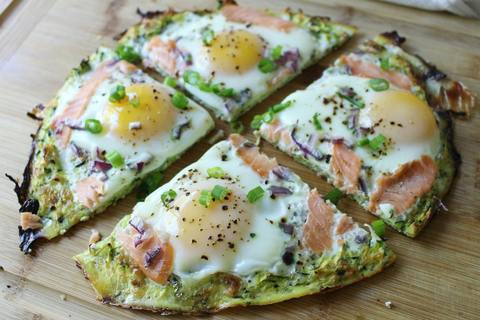 keto lox and egg breakfast pizza