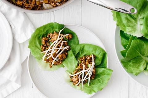 asian style keto chicken lettuce wrap meal