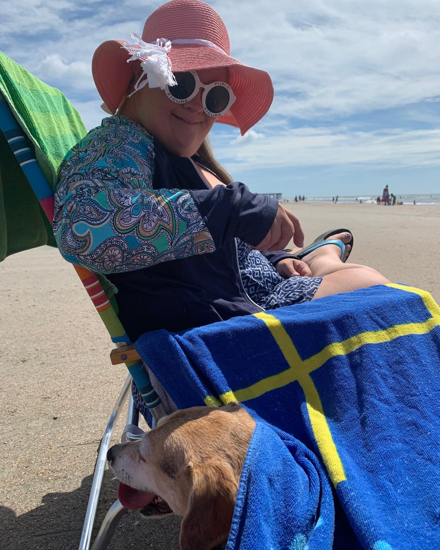 Trista Kutcher at the beach with her dog Rosie Cakepop 