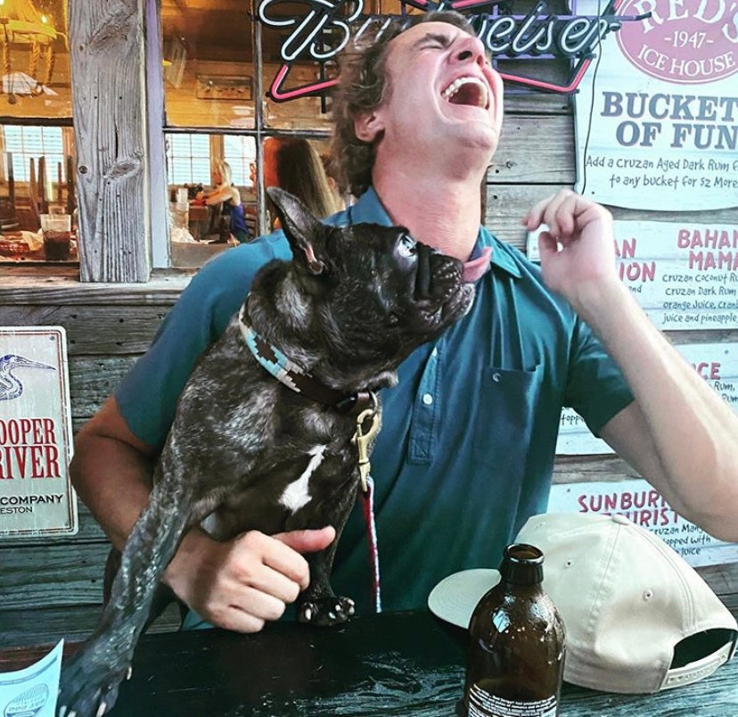 Shep Rose Laughing with his dog Little Craig 