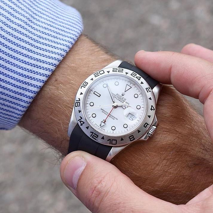 rolex explorer 2 on rubber strap