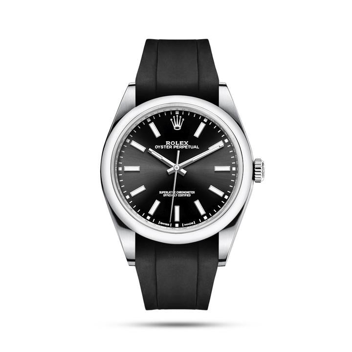 rolex oyster perpetual black strap