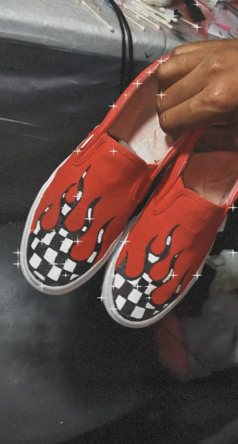 checkered vans custom