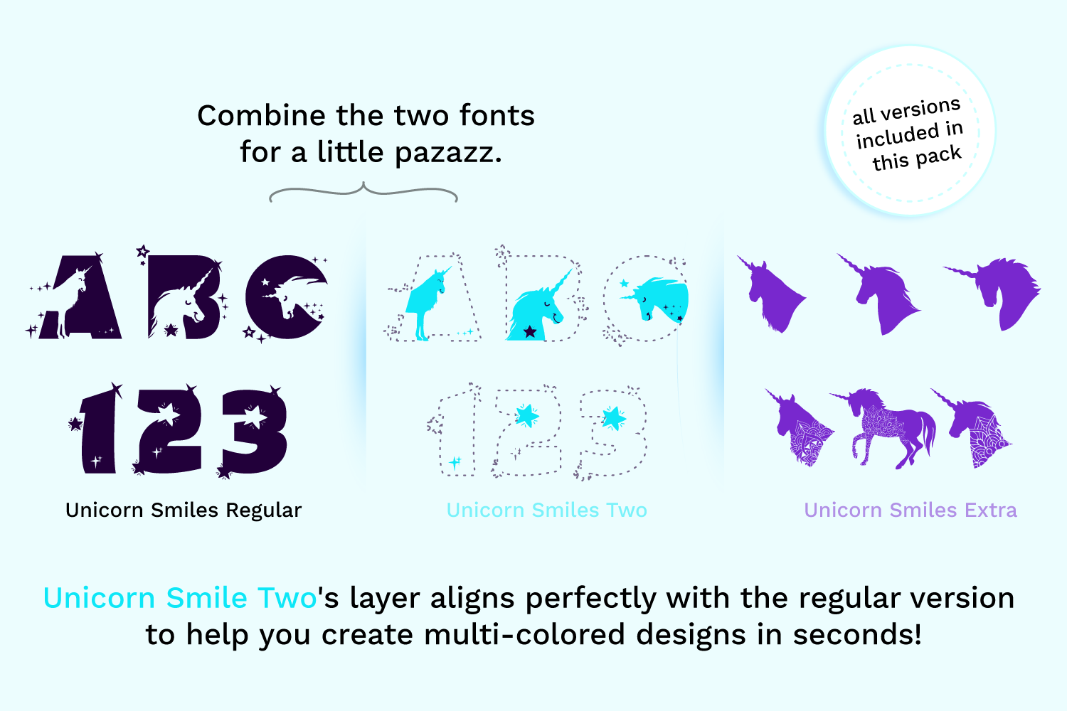 Download Unicorn Smiles Layered Font Bonus Unicorn Svg Files Design Shopy