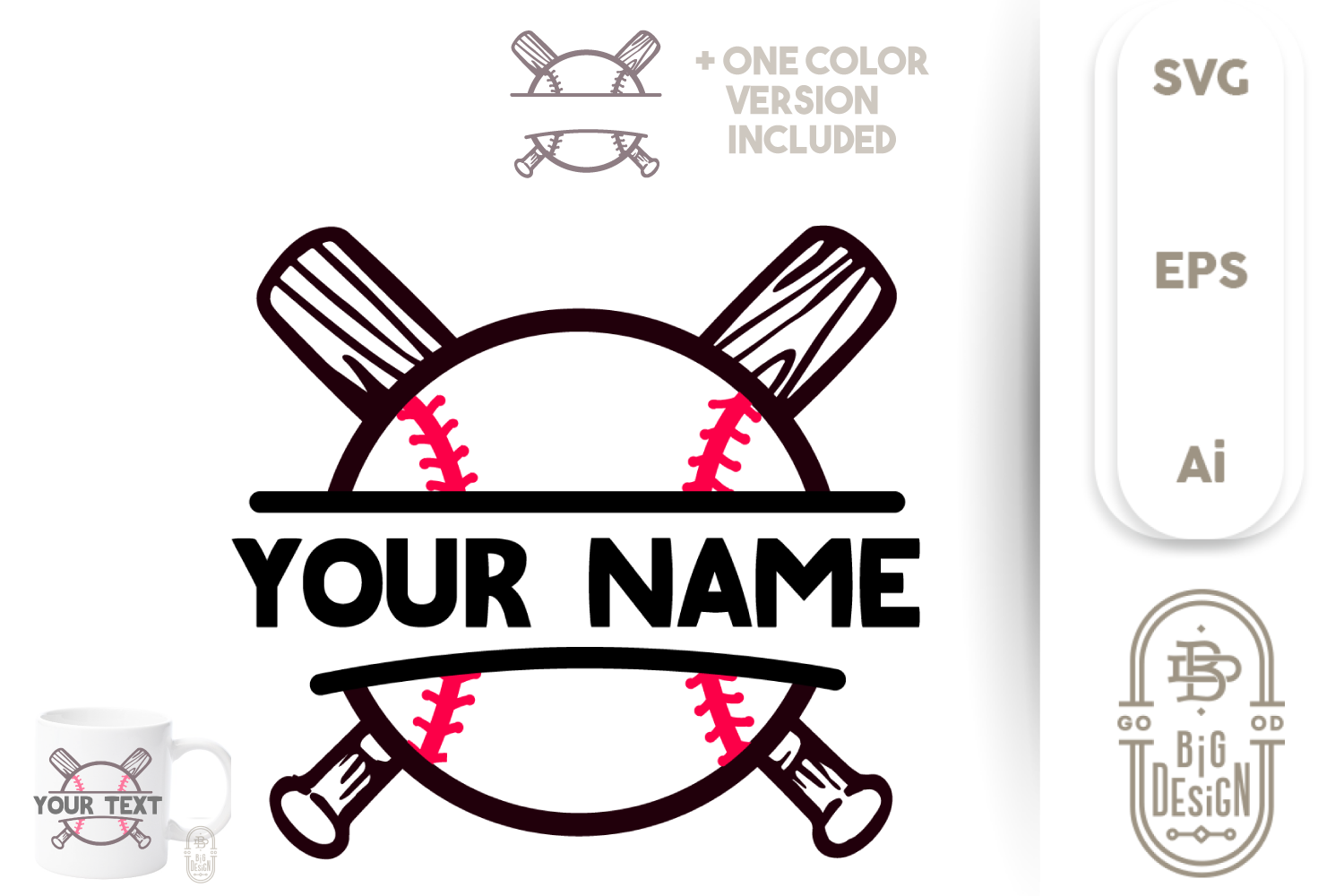 Baseball Name Svg Baseball Ball And Bats Custom Design Design Shopy