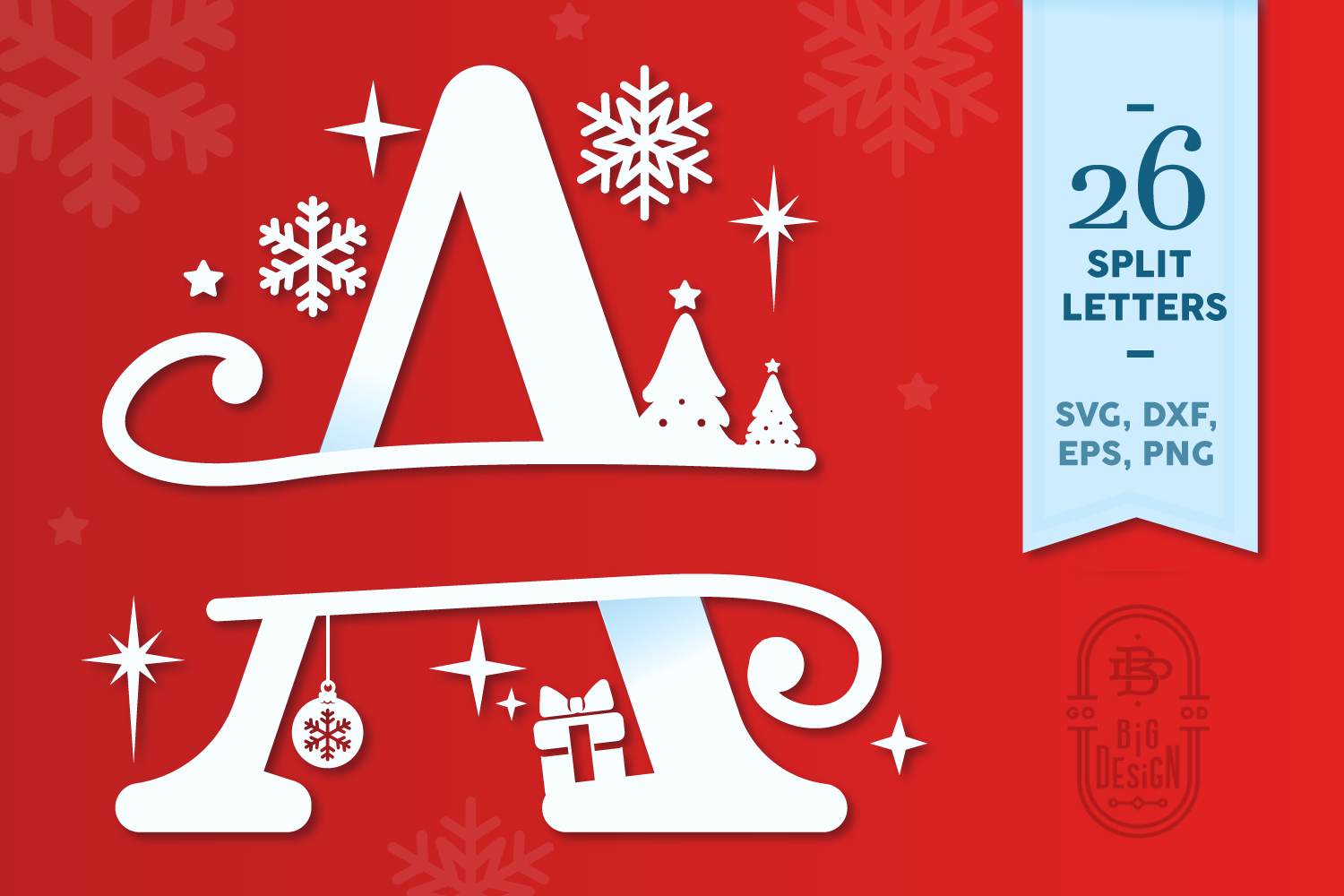 Download Christmas Monogram Alphabet Christmas Split Letters Design Shopy