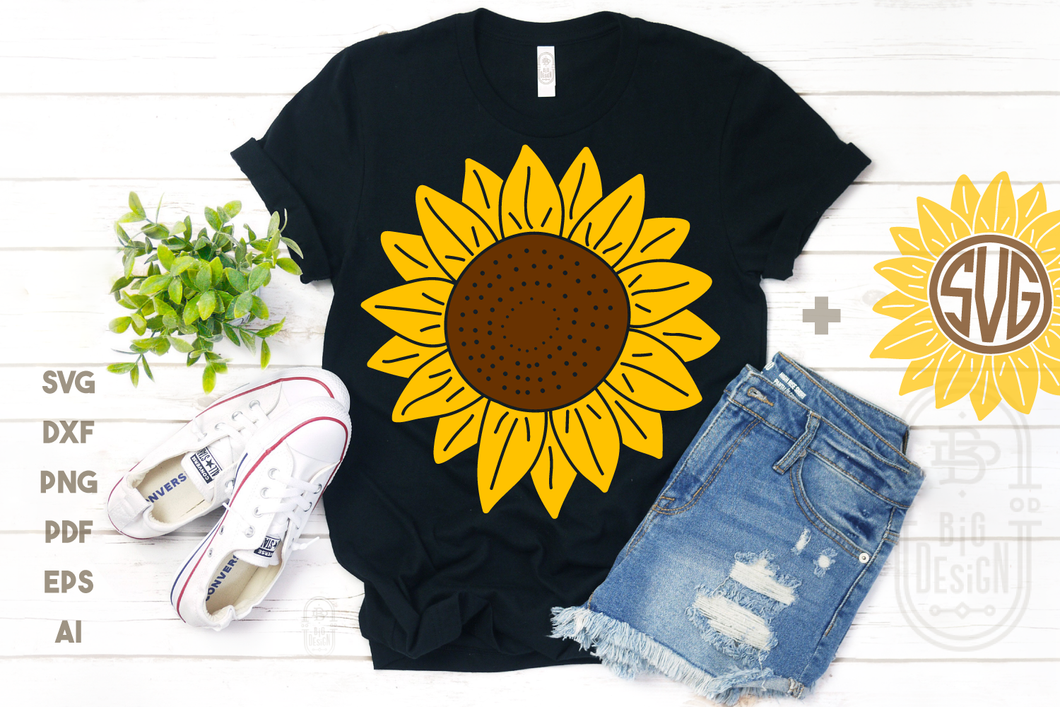 Download Sunflower SVG & Sunflower Monogram Frame SVG Cut Files ...