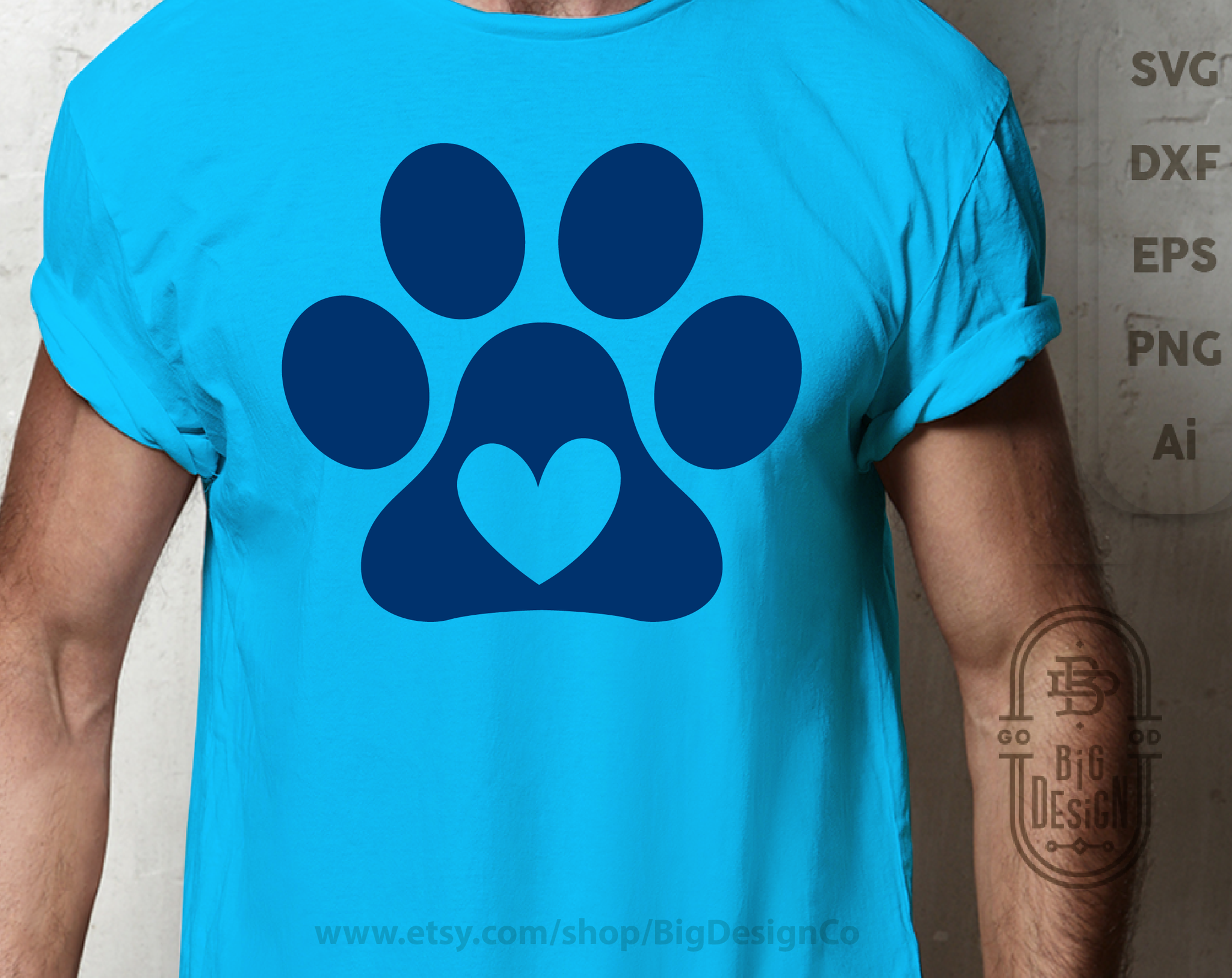 Download Dog Paw Hart SVG Cut File, paw print with heart svg, Pet ...