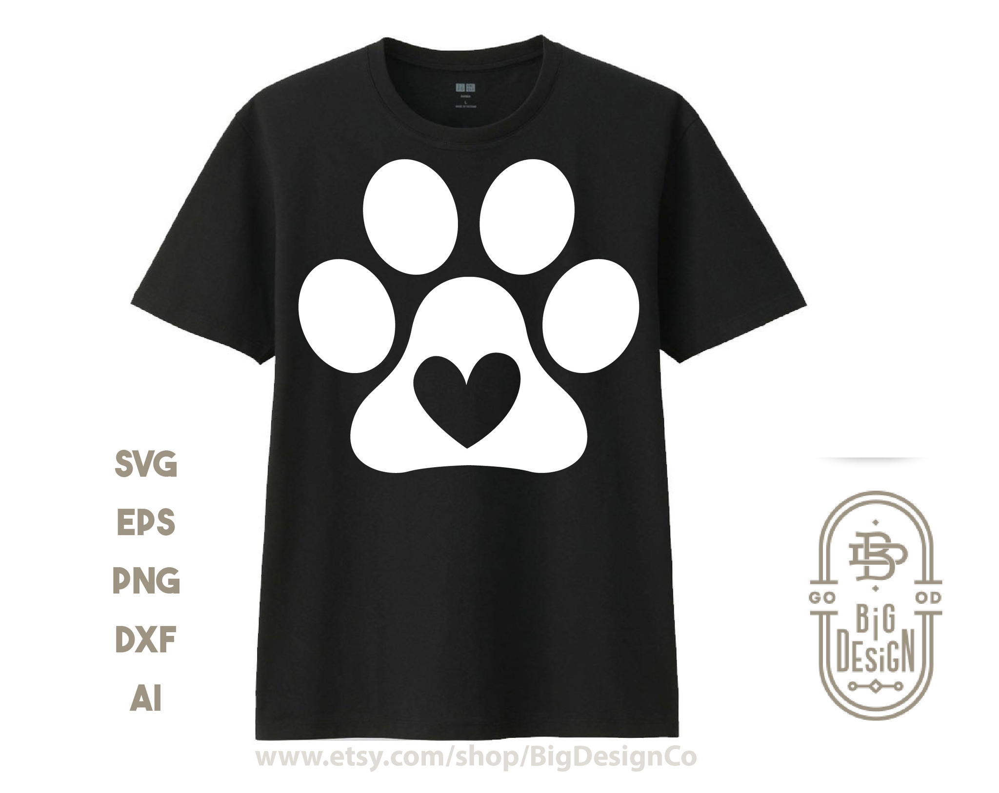 Download Paw Print With Heart Svg File Design Shopy SVG, PNG, EPS, DXF File