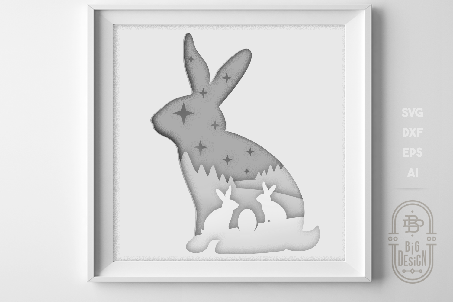 Download Easter Bunny 3d Scene Layered Papercut Paper Light Up Box Design Shopy