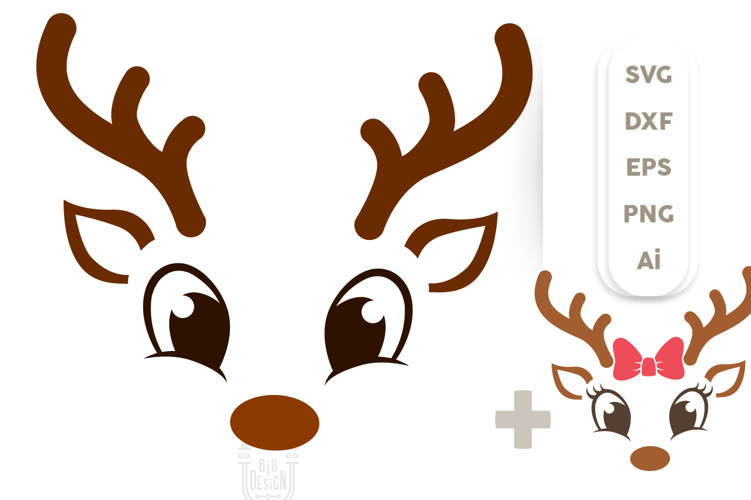 Download Christmas Svg Cute Reindeers Svg Boy Girl Reindeer Face Design Shopy