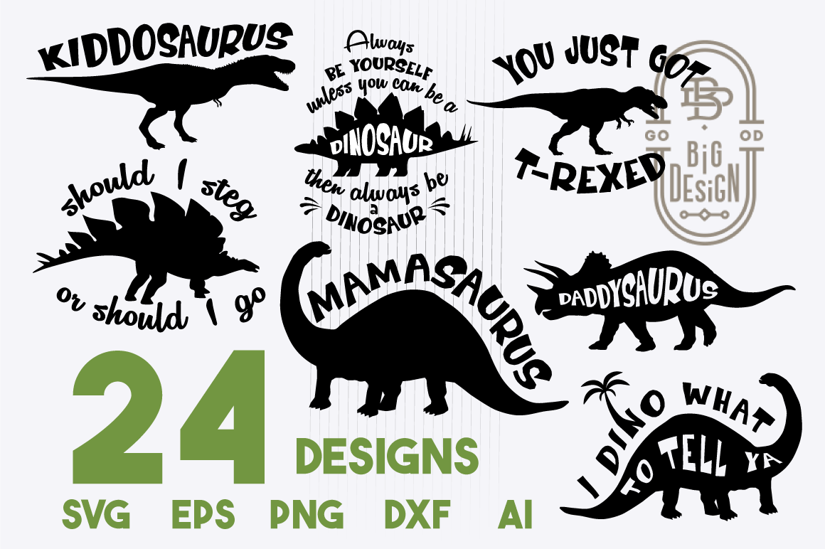 Dinosaur Svg Bundle 24 Dinosaur Quotes And Silhouette Dino Svg M Design Shopy