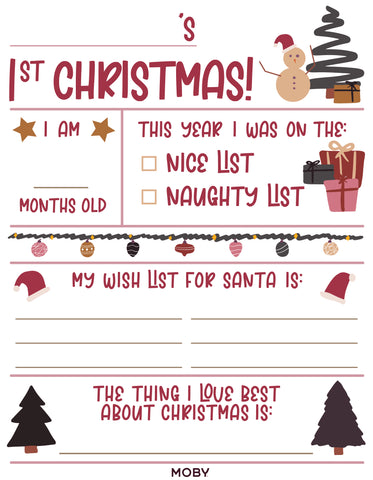 Baby's 1st Christmas Printable Preview Image