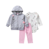 3 Pcs/Set Infant Baby Clothes 2020 Spring Fal Cotton Baby Coat+Pants+Bodysuit Long sleeves Newborn Bebe Girls Clothing OutfitS