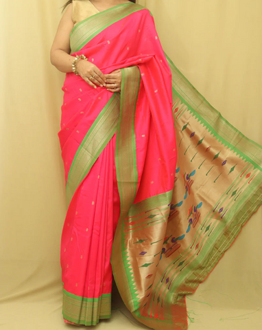 Paithani Silk Peacock Design Saree