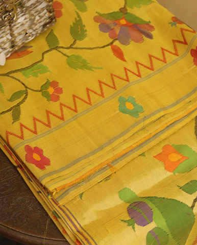 Handloom Paithani Pure Silk Floral Design Saree