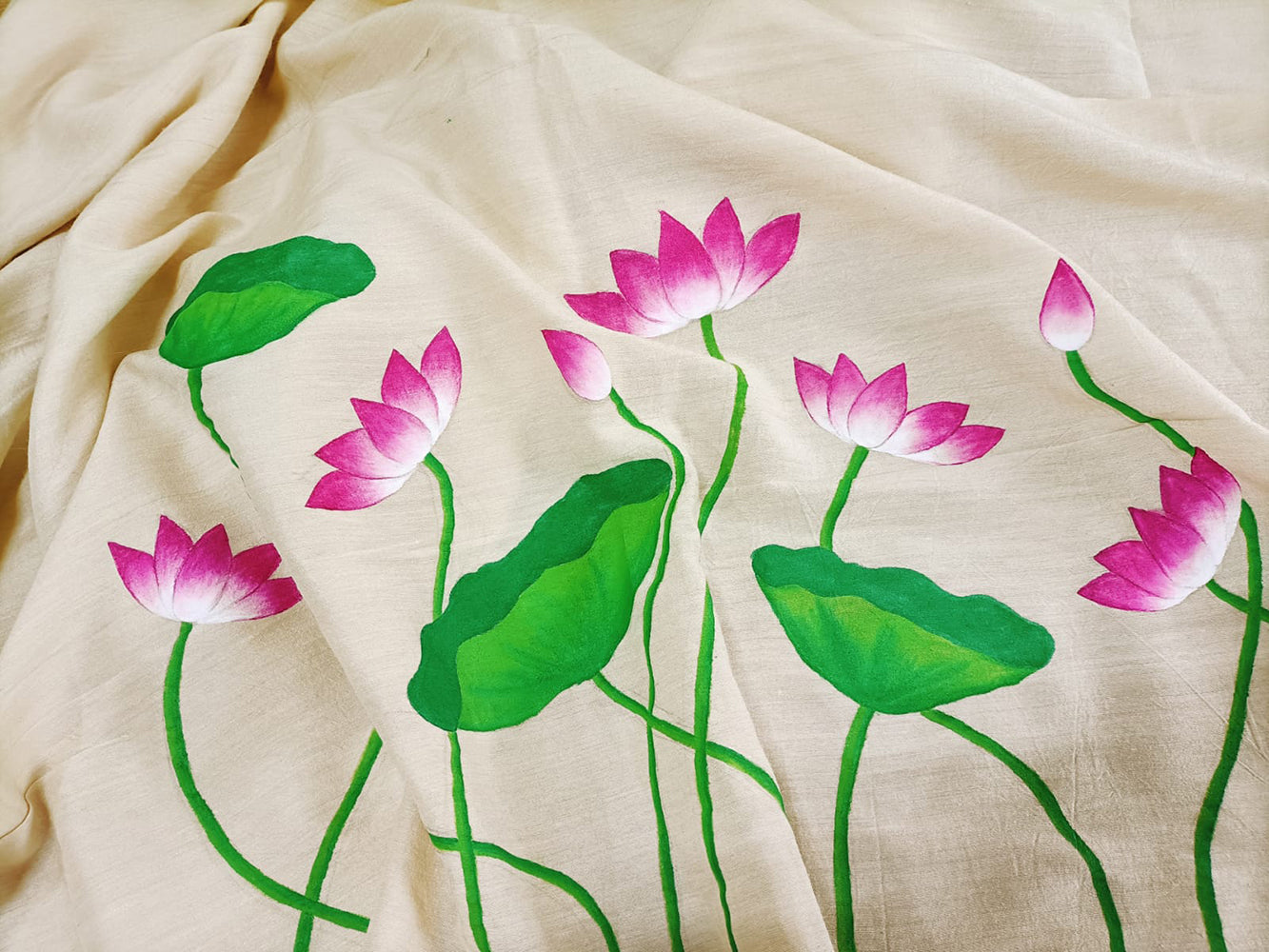 Pastel Hand Painted Pure Moonga Silk Blouse Fabric (1 Mtr ...