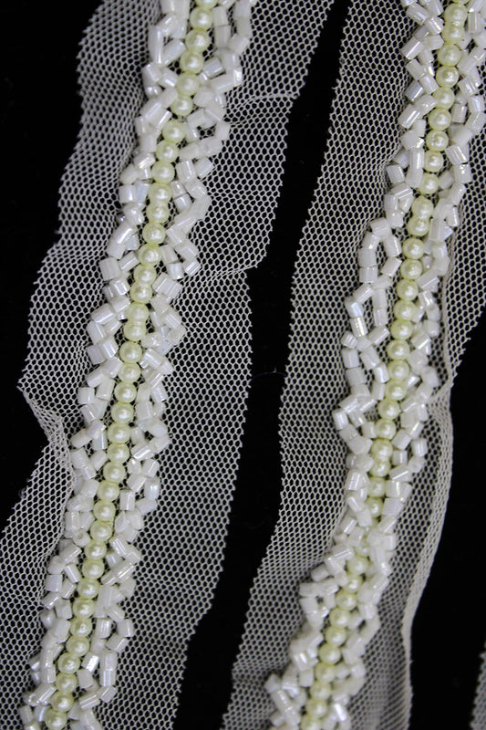 White Handwork Lace: 9 Meter Roll of Embellished Elegance - Buy Now