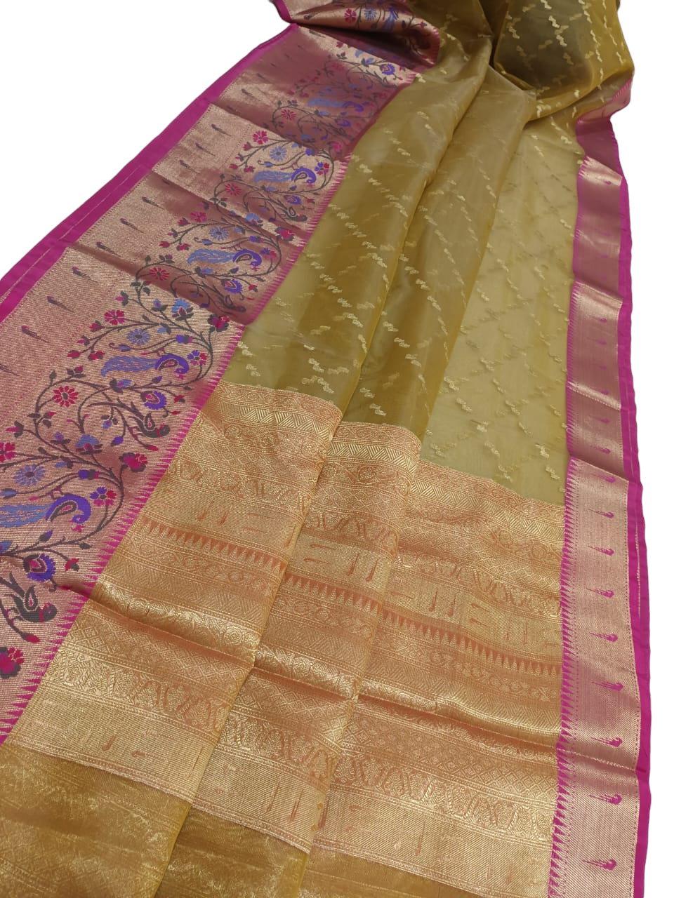 Bright Pink Woven Soft Silk Paithani Saree – Ek Dhaga