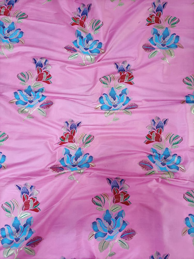 Pink Banarasi Silk Fabric (1Mtr) Luxurionworld