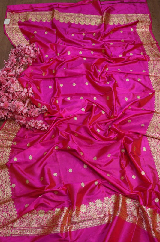 Pink Banarasi Silk Lace: Exquisite 1 Mtr Trim for Elegant Designs