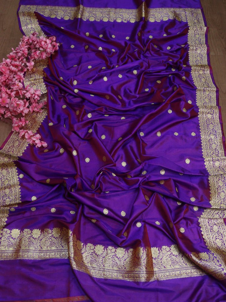 Purple Handloom Banarasi Pure Katan Silk Dupatta Luxurionworld