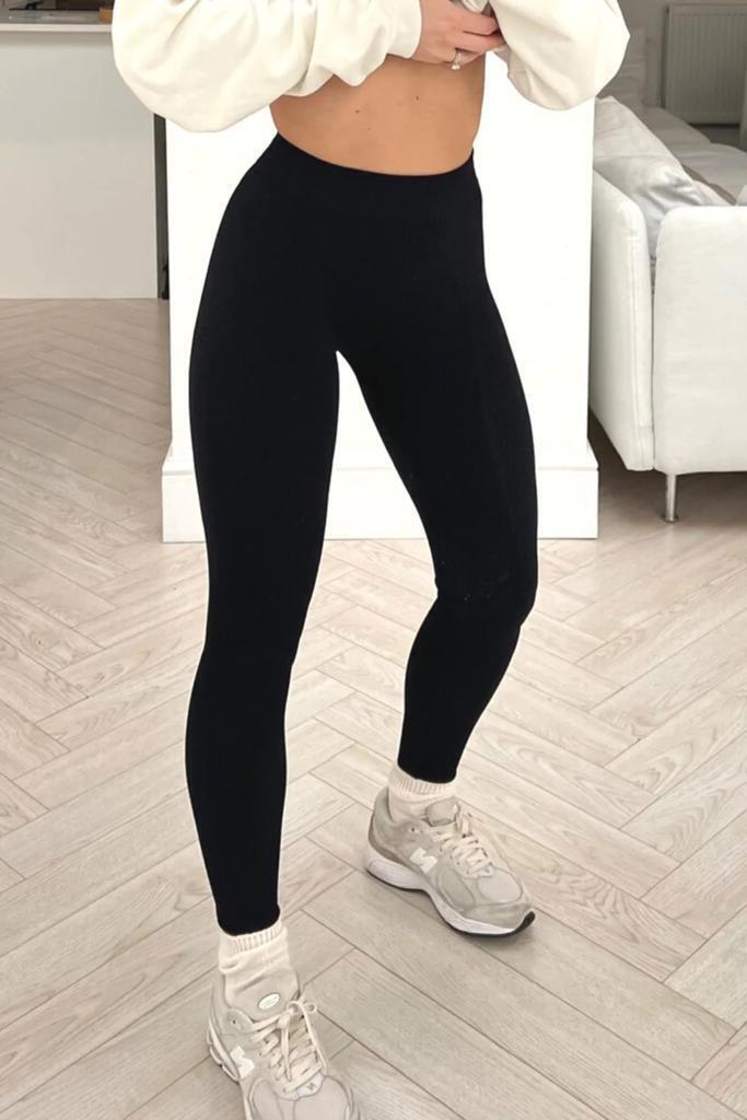 Exclusive High Waisted Ribbed Gym Fitness Leggings