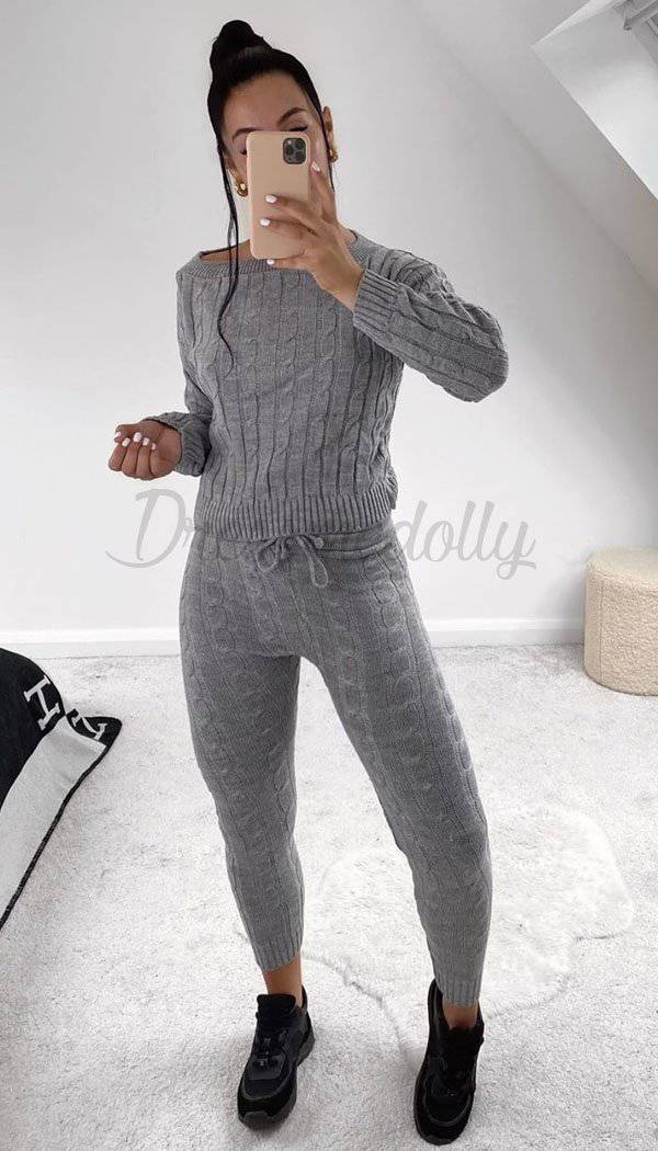 3 Piece Loungewear Ribbed Knitted Set - Leggings, Vest Top and