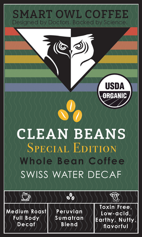 clean beans swiss decaf smart owl coffee